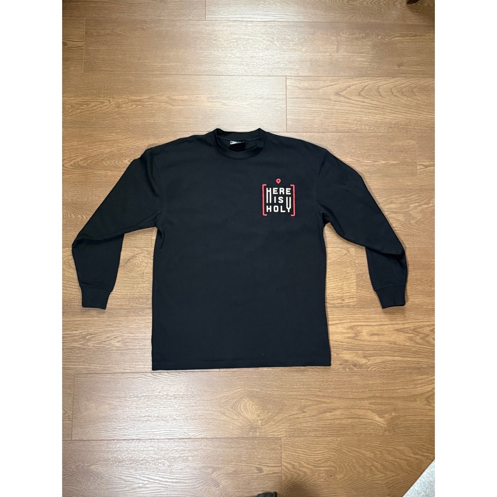 Represent Here Is Holy Long Sleeve Graphic Tee Black Streetwear Cotton Small